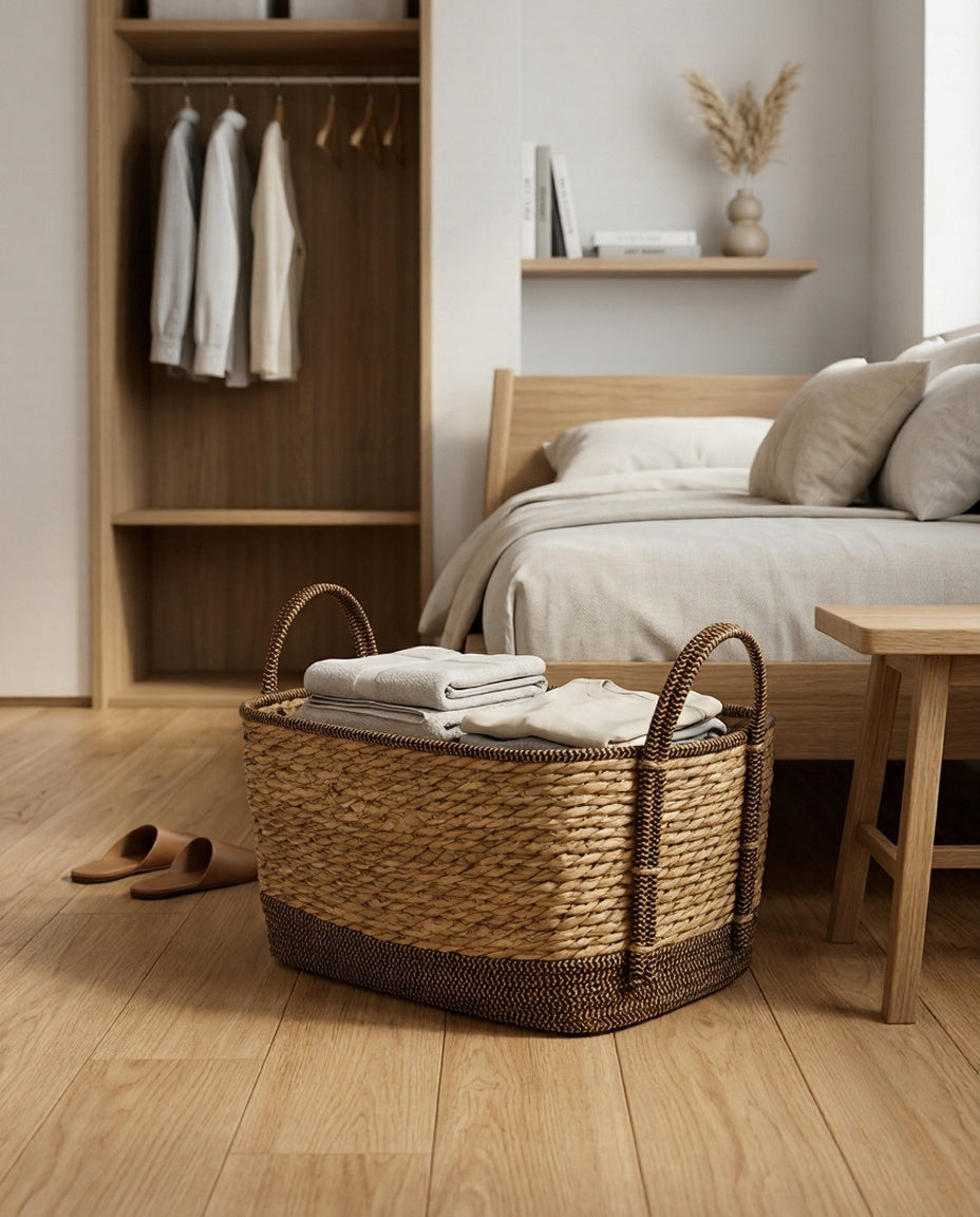 Grass laundry basket for bedroom clothes storage