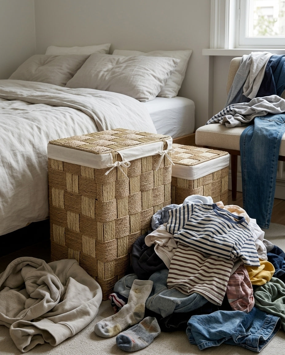 Dustproof storage basket with lid for modern home organization
