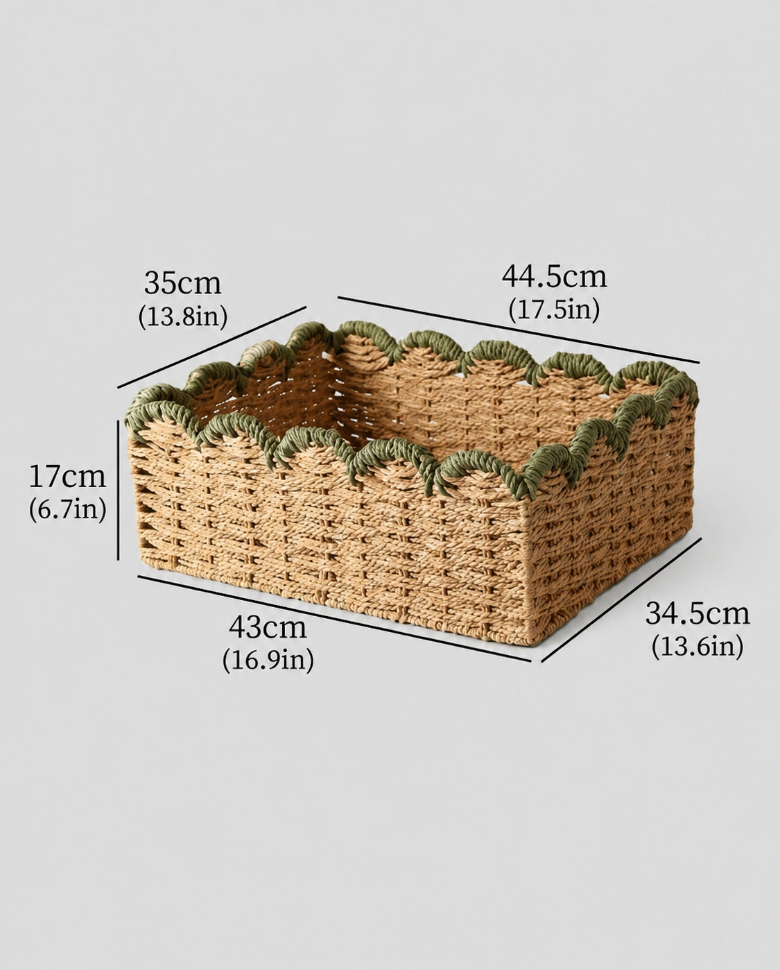 Large paper rope storage basket for household organization