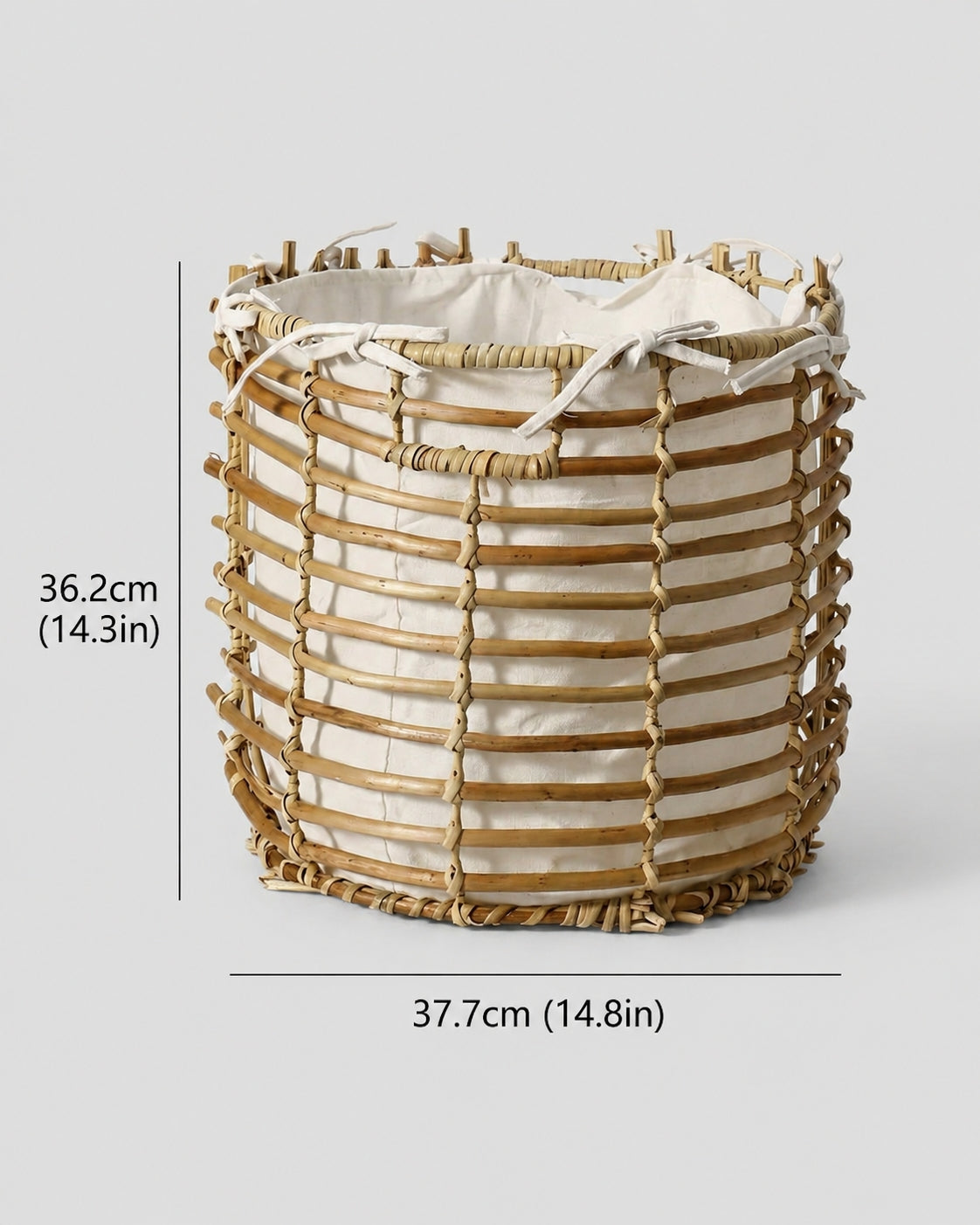 Medium faux rattan storage basket with fabric liner