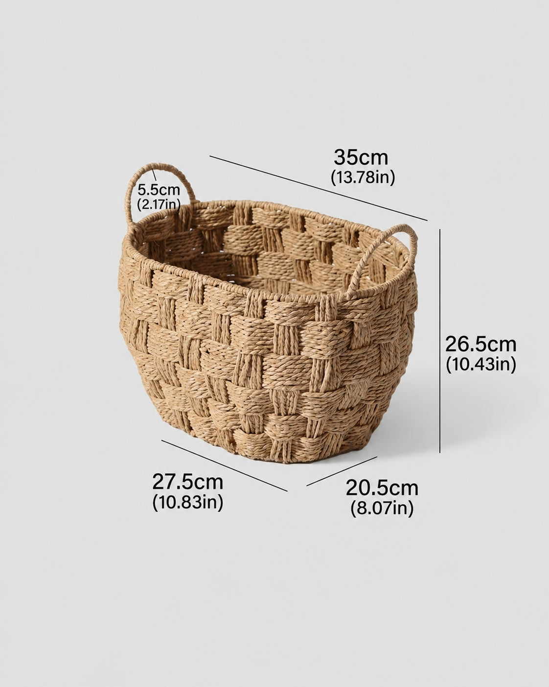 Medium rope storage basket size measurement guide