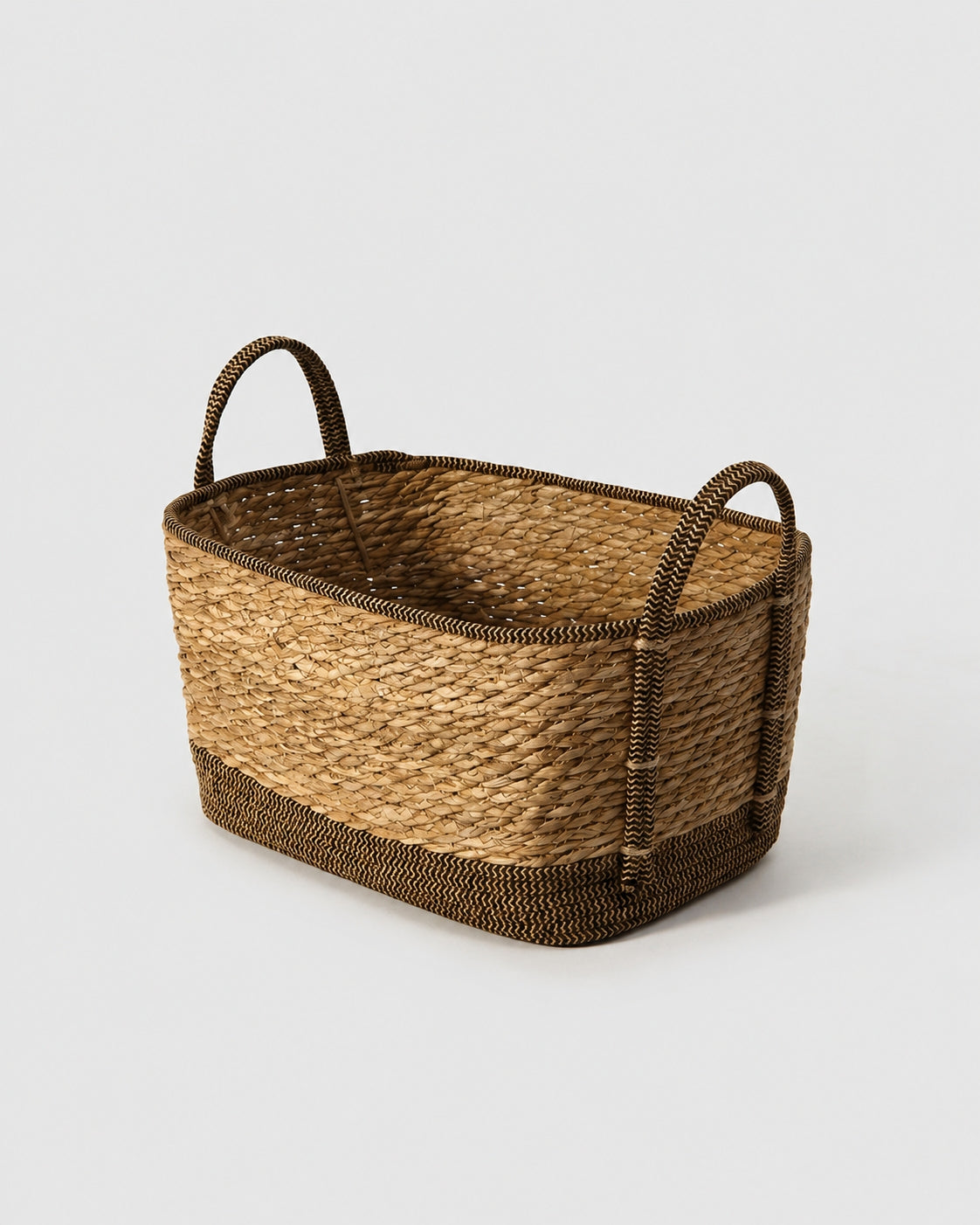 Grass woven clothes storage basket with handles