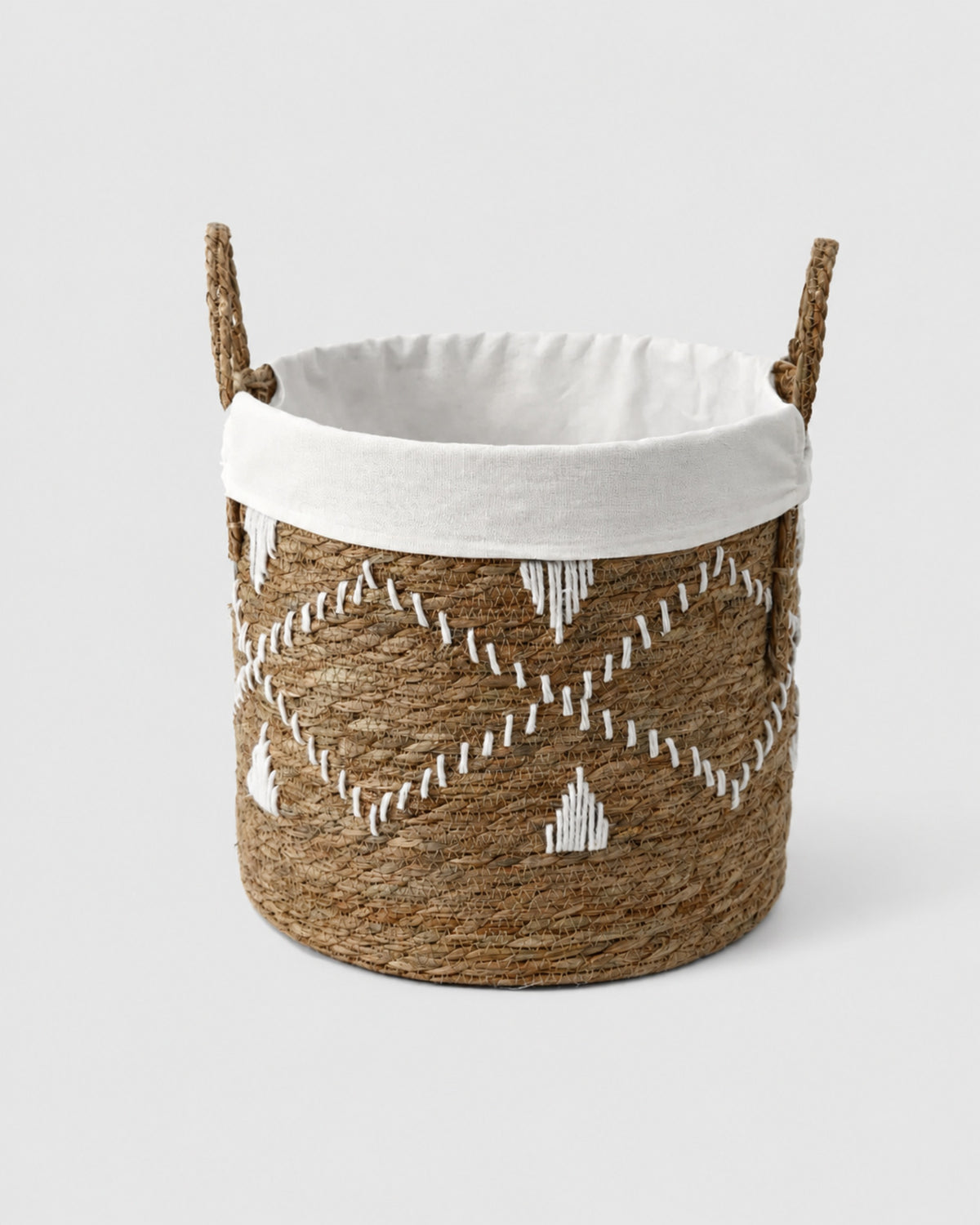 Natural woven laundry basket with handles for clothes storage