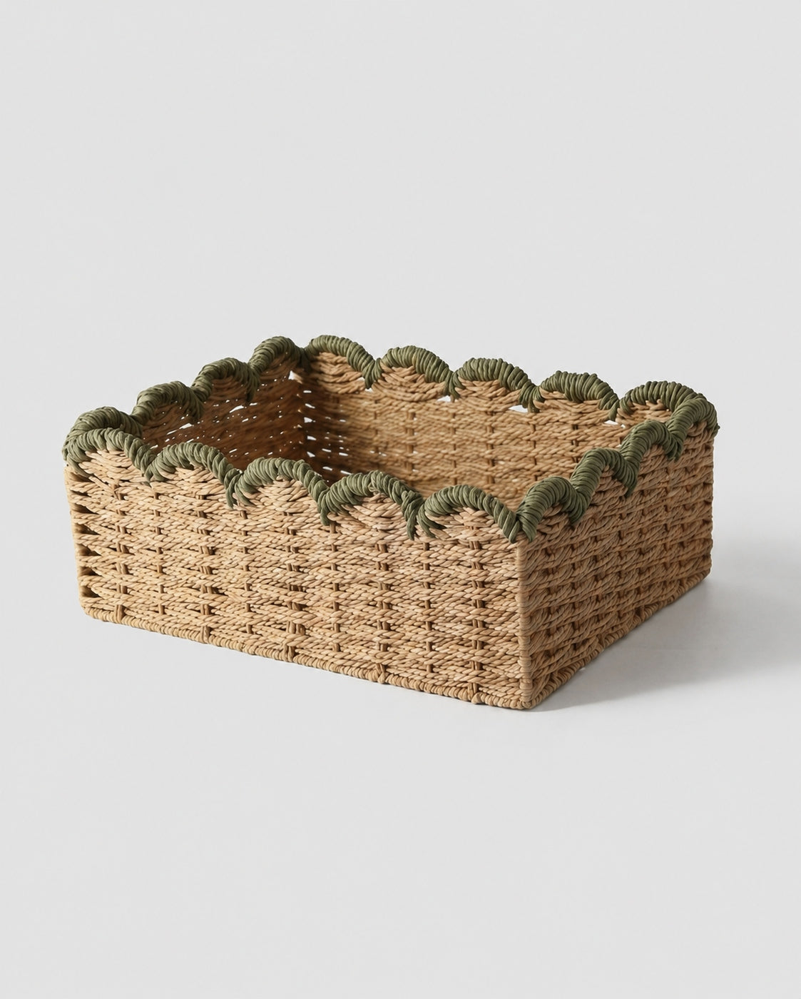 Handwoven paper rope desktop storage basket for snacks and small items