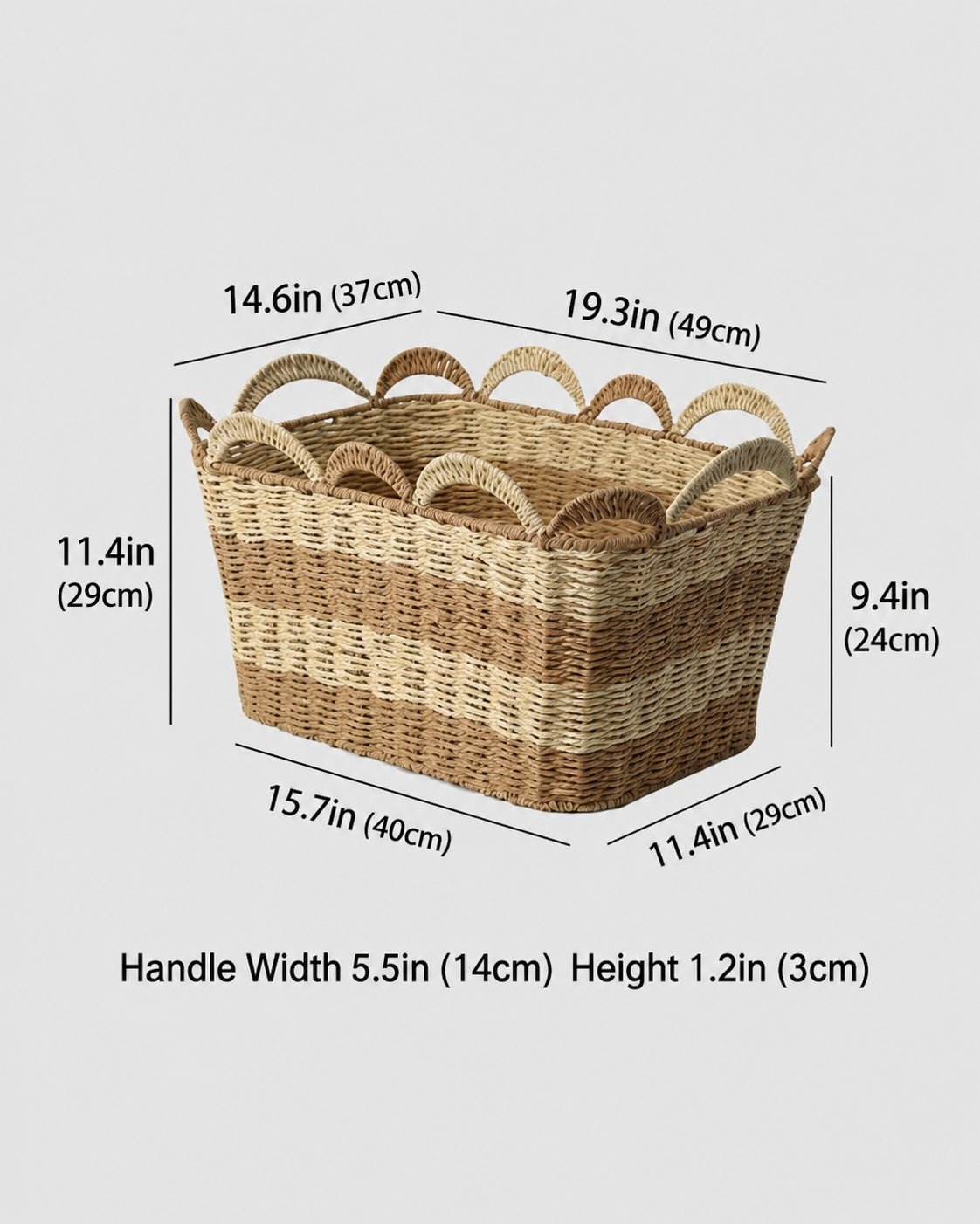 Large paper rope laundry basket for dirty clothes storage