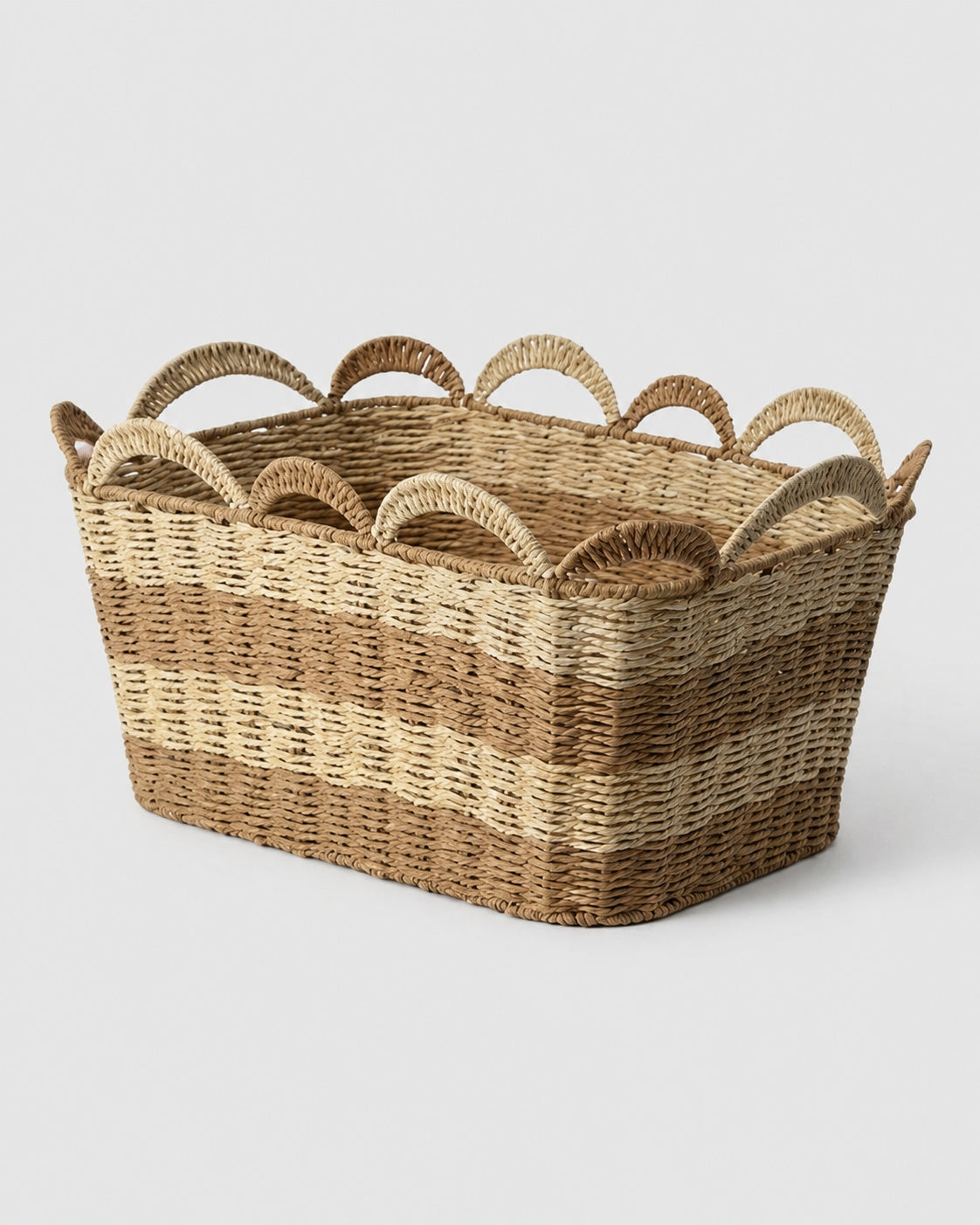 Handwoven paper rope laundry basket for dirty clothes storage