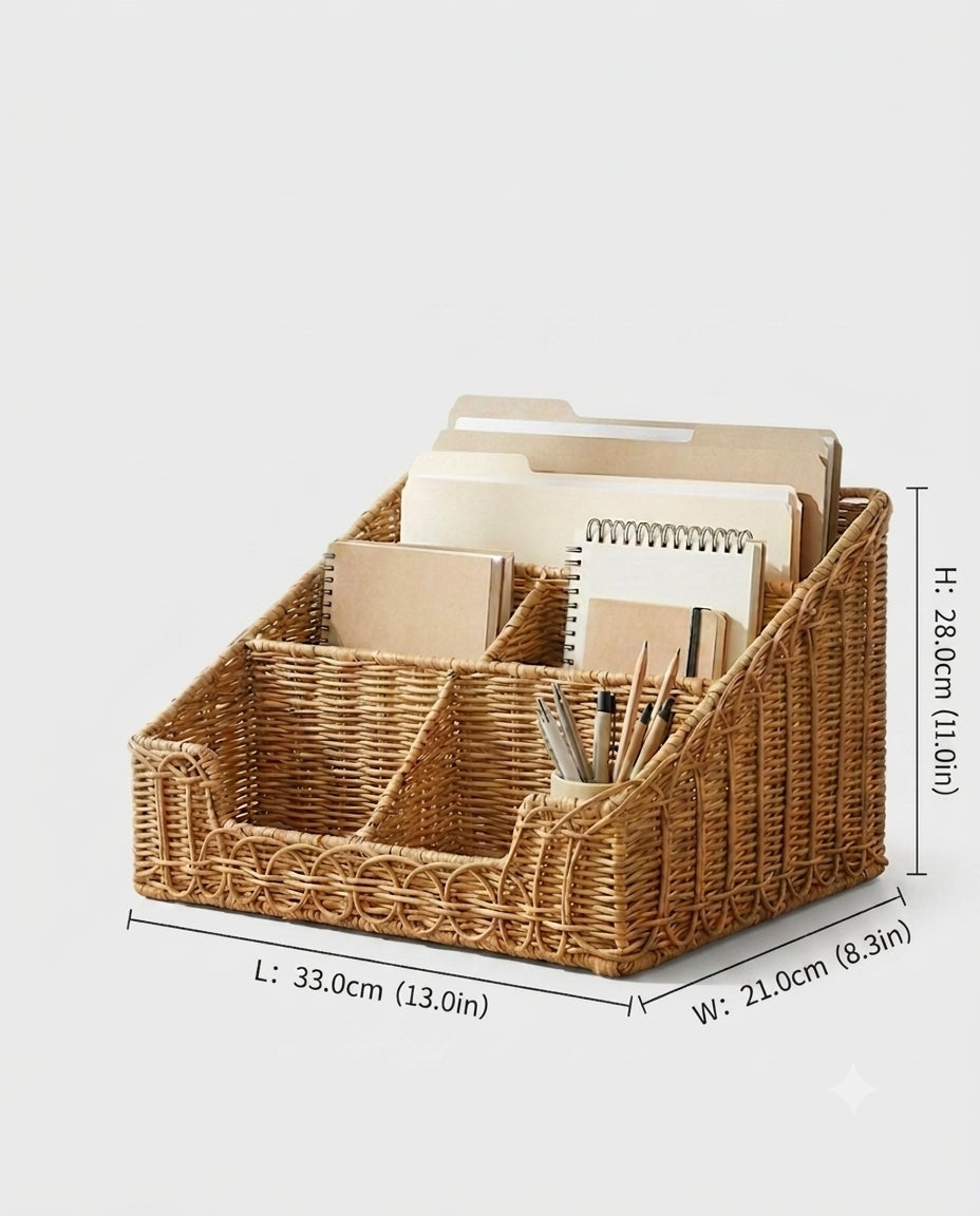 Rattan storage basket size details and measurements