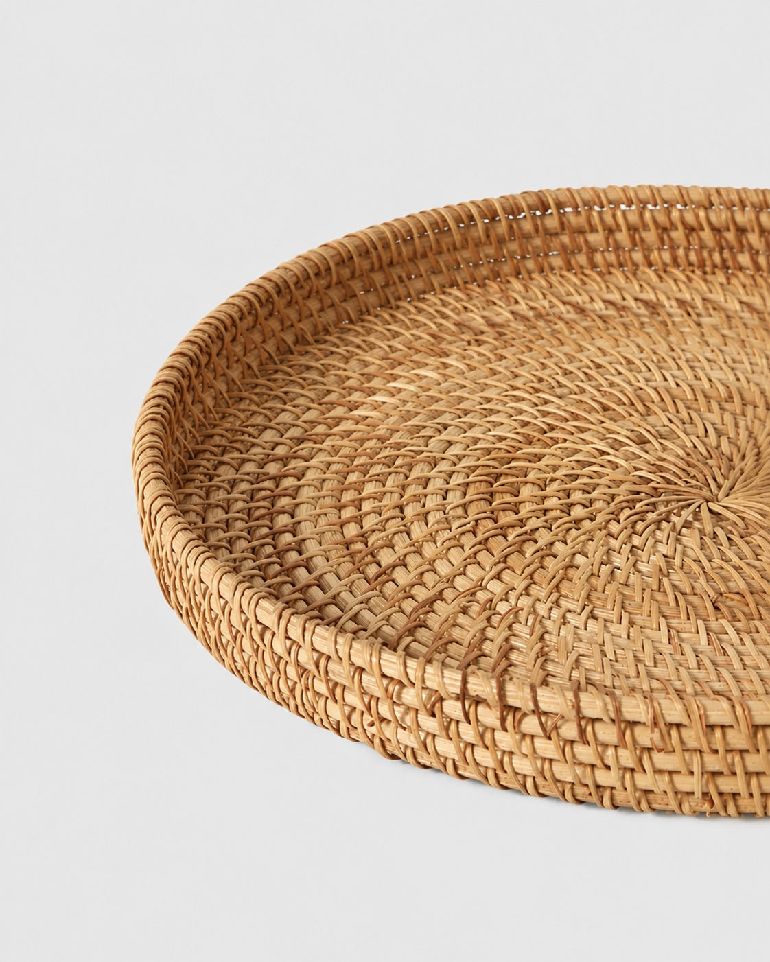 Close up view of natural rattan woven basket texture