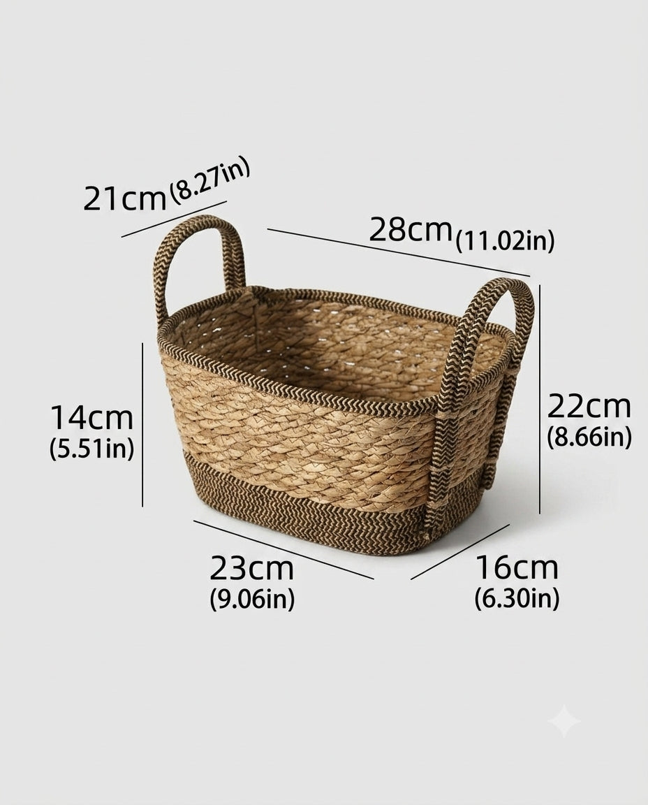 Small grass woven basket measurement guide