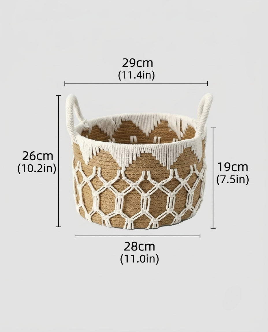 Small paper rope laundry basket size for clothes storage