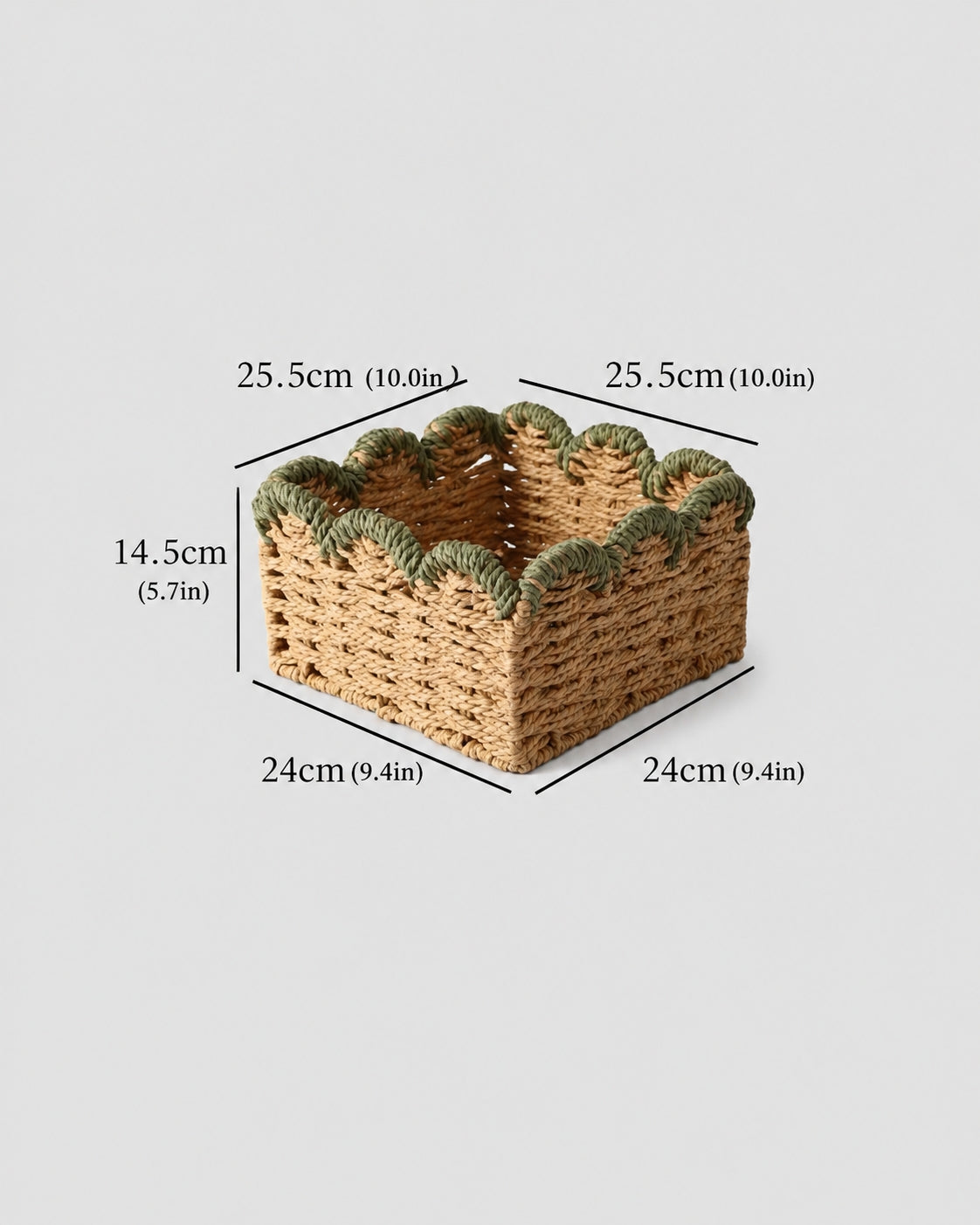 Small paper rope storage basket size for desktop organization