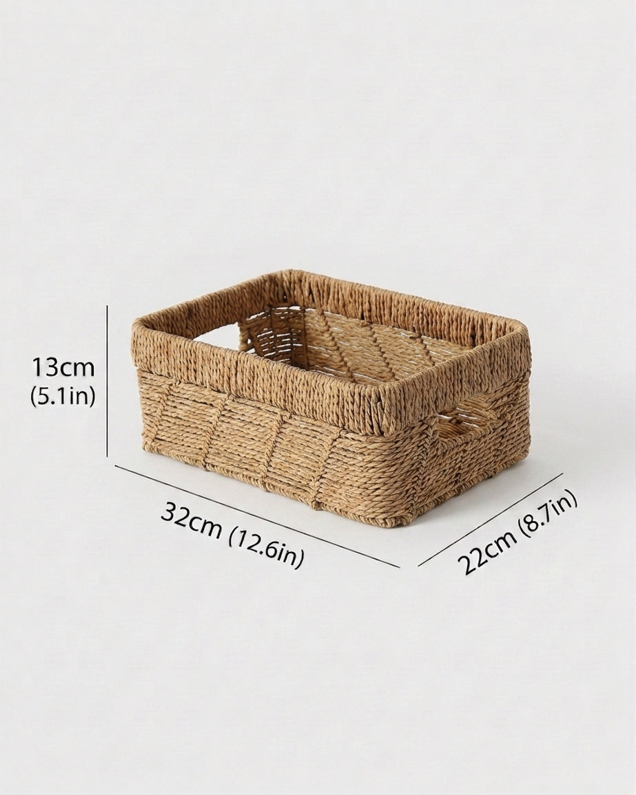 Small Nola paper rope underwear basket size guide: 32 by 22 cm and 13 cm high