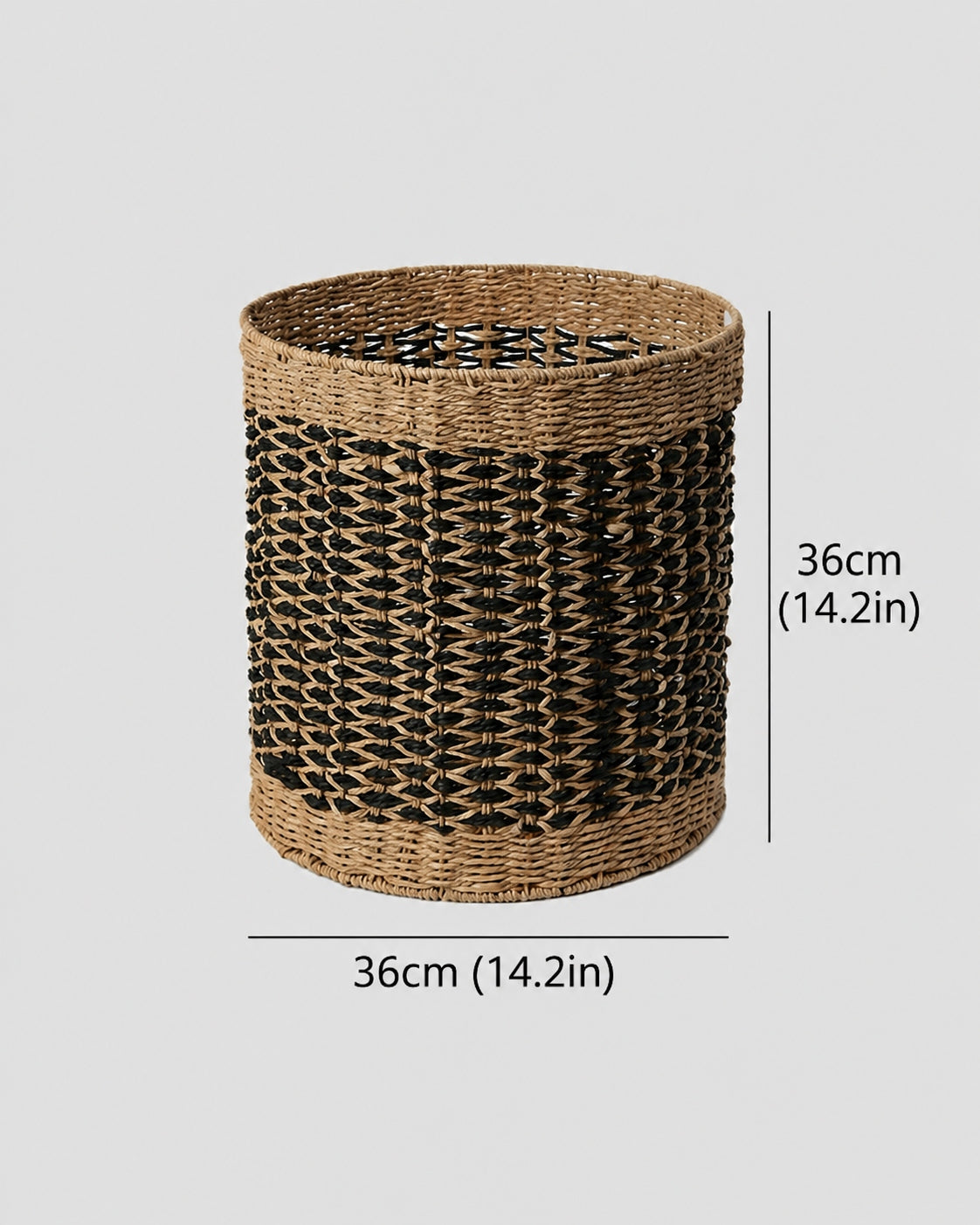 Medium vintage paper rope storage basket size