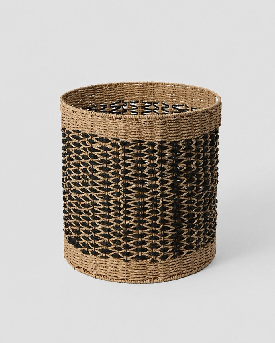 Vintage paper rope storage basket for living room organization
