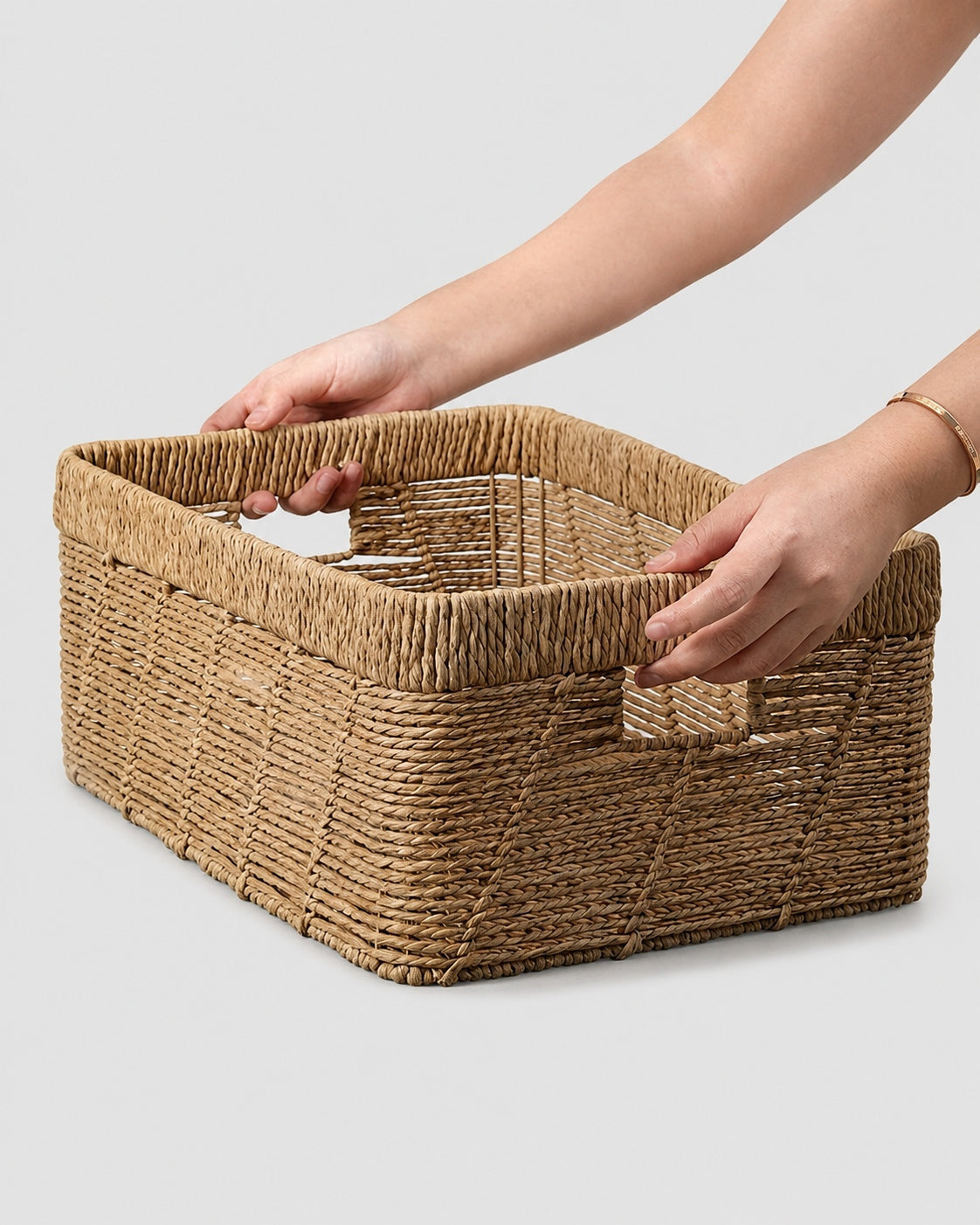 Woven basket organizer for underwear socks and clothing items