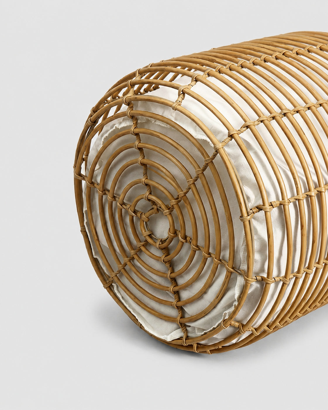 Close view of woven faux rattan basket frame pattern