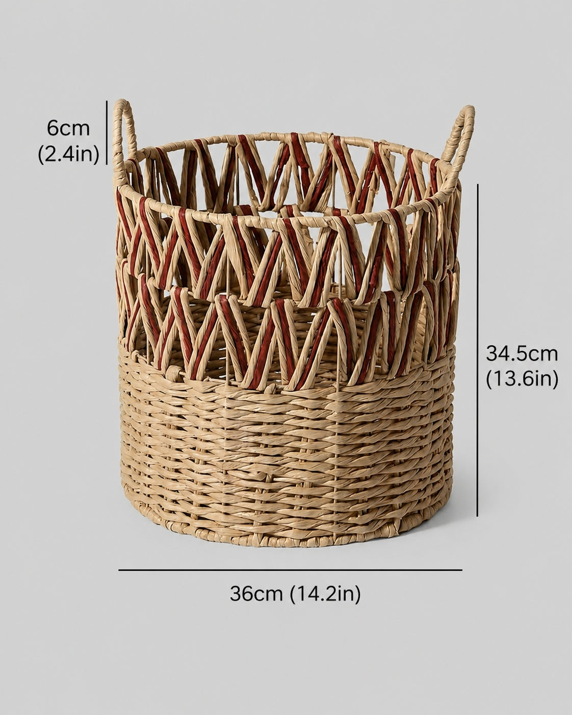 Medium faux rattan laundry basket with handles for home organization