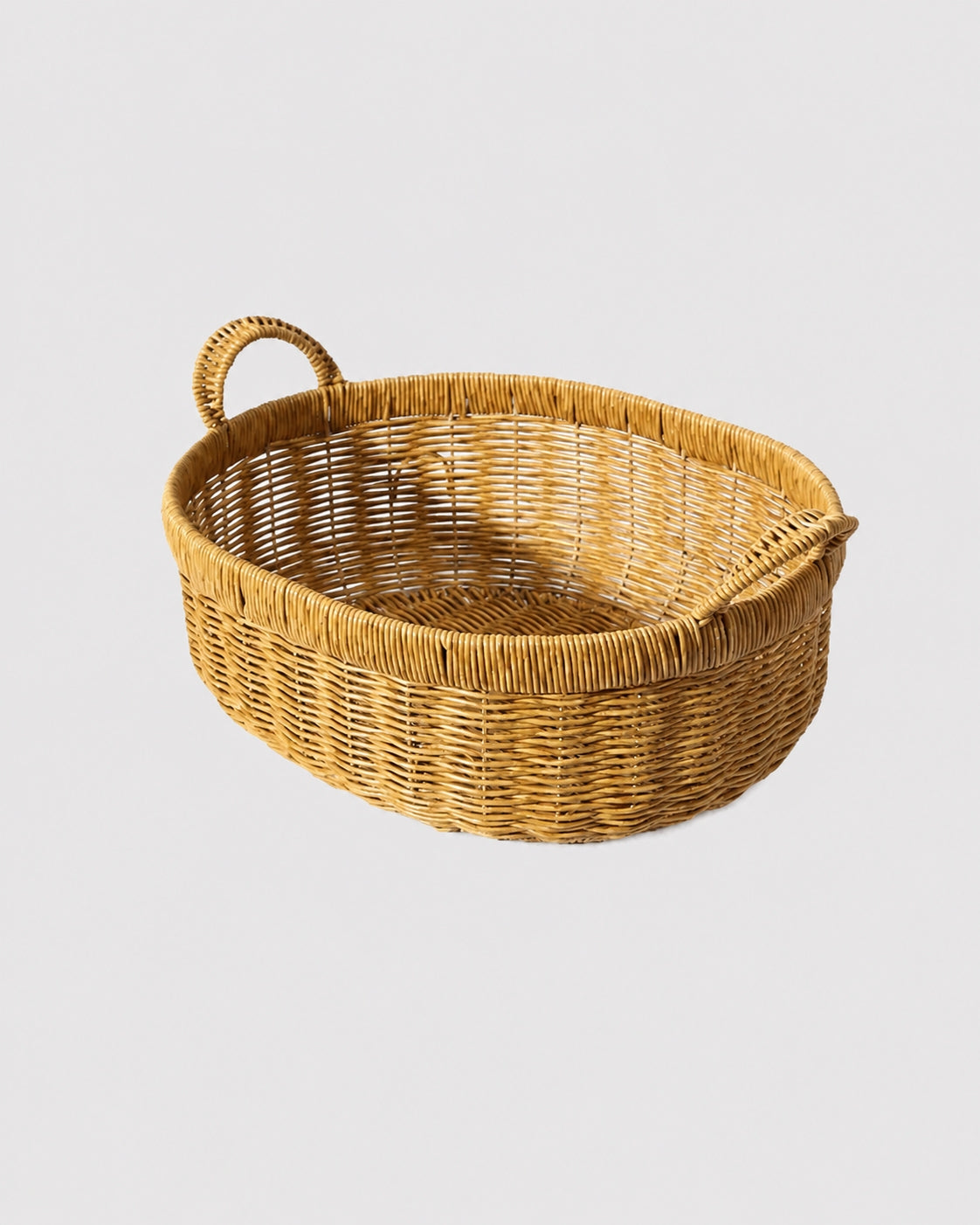 Faux rattan basket with handles for easy kitchen organization