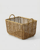 Faux rattan storage basket with handles for home organization