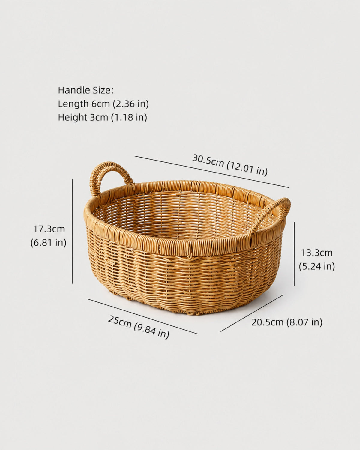 Medium faux rattan storage basket for vegetables and household items