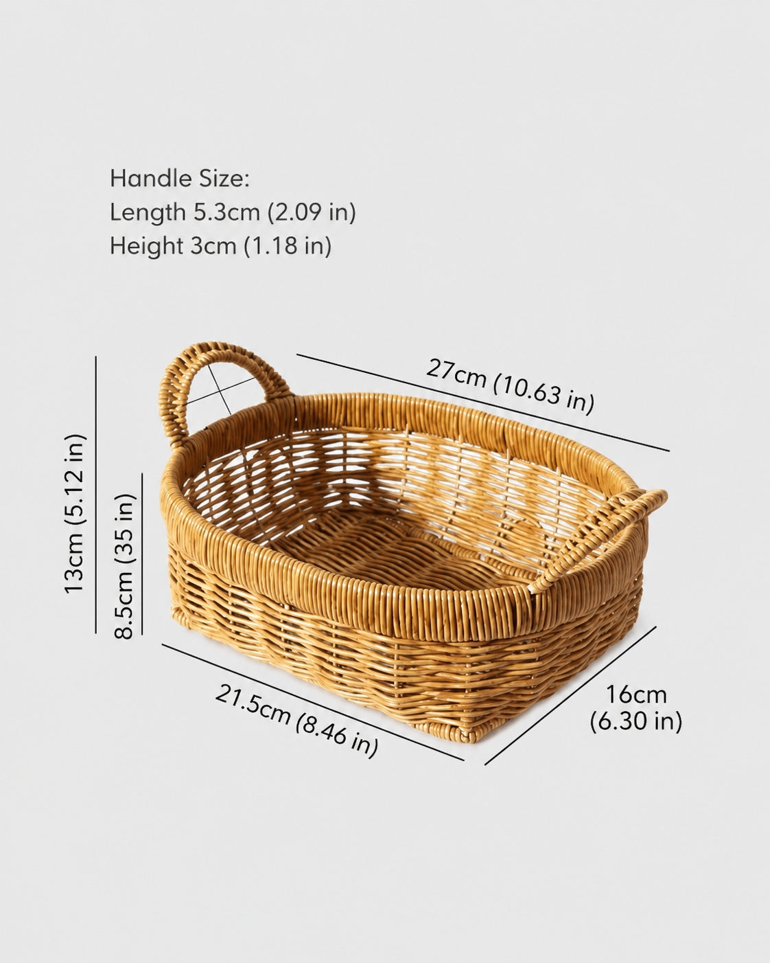 Small faux rattan kitchen basket size for fruit and snack storage