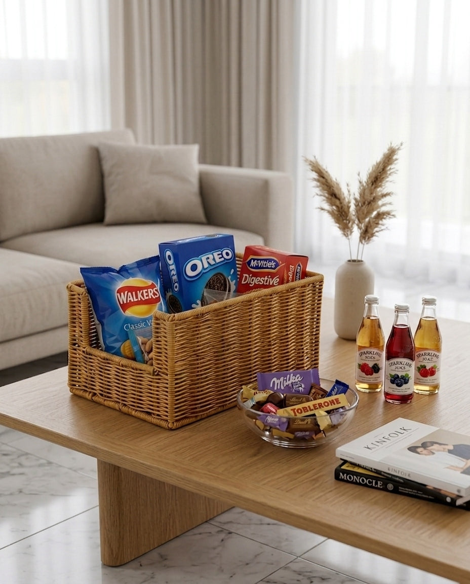 Woven basket for kitchen snacks and dry food organization