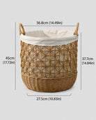 Faux rattan laundry basket measurement and size details