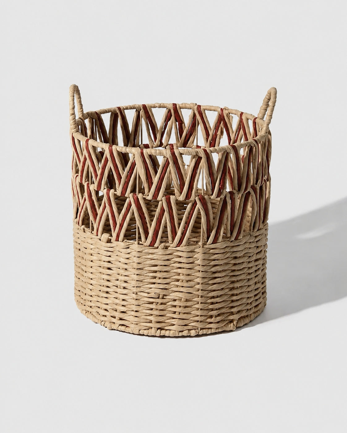 Faux rattan laundry basket with handles for clothes storage