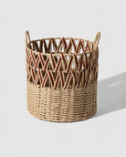 Faux rattan laundry basket with handles for clothes storage