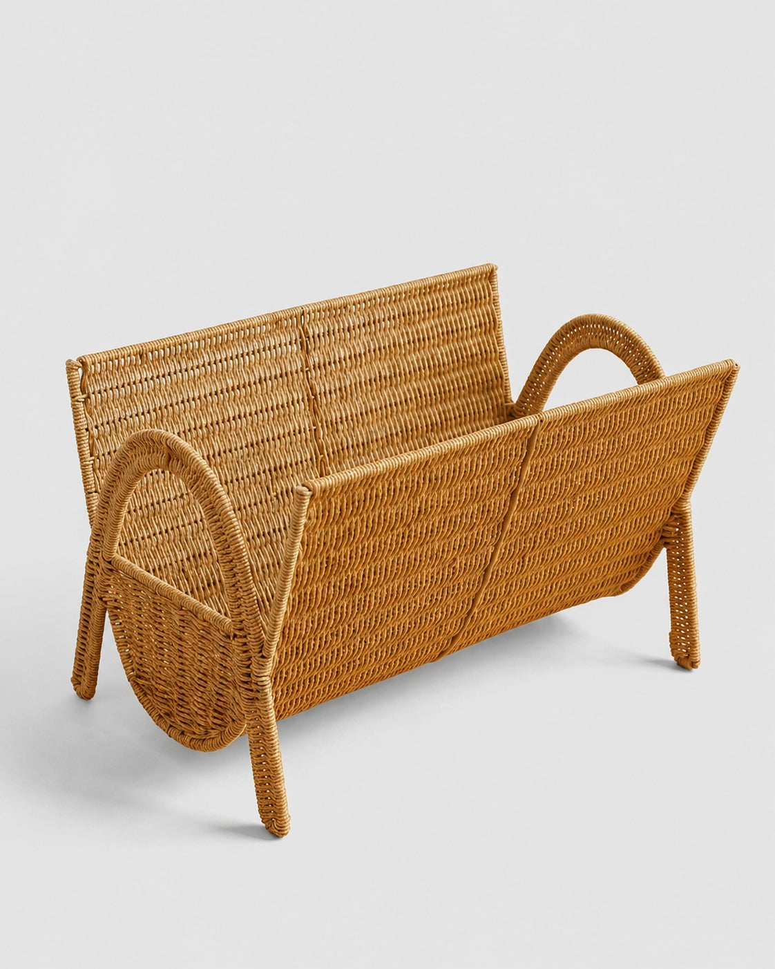 Faux rattan standing magazine holder for books and home organization