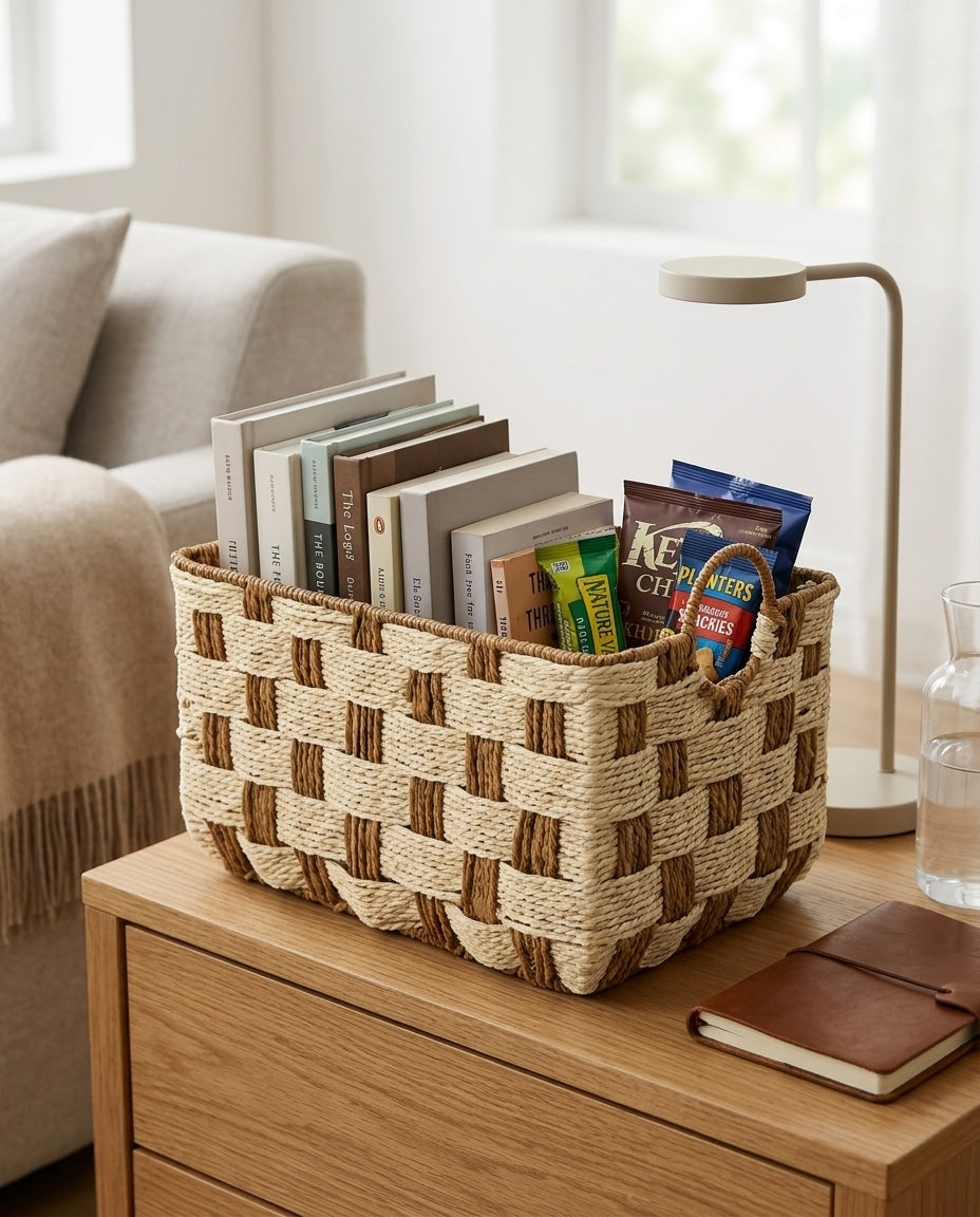 Natural handmade basket for bedroom organization