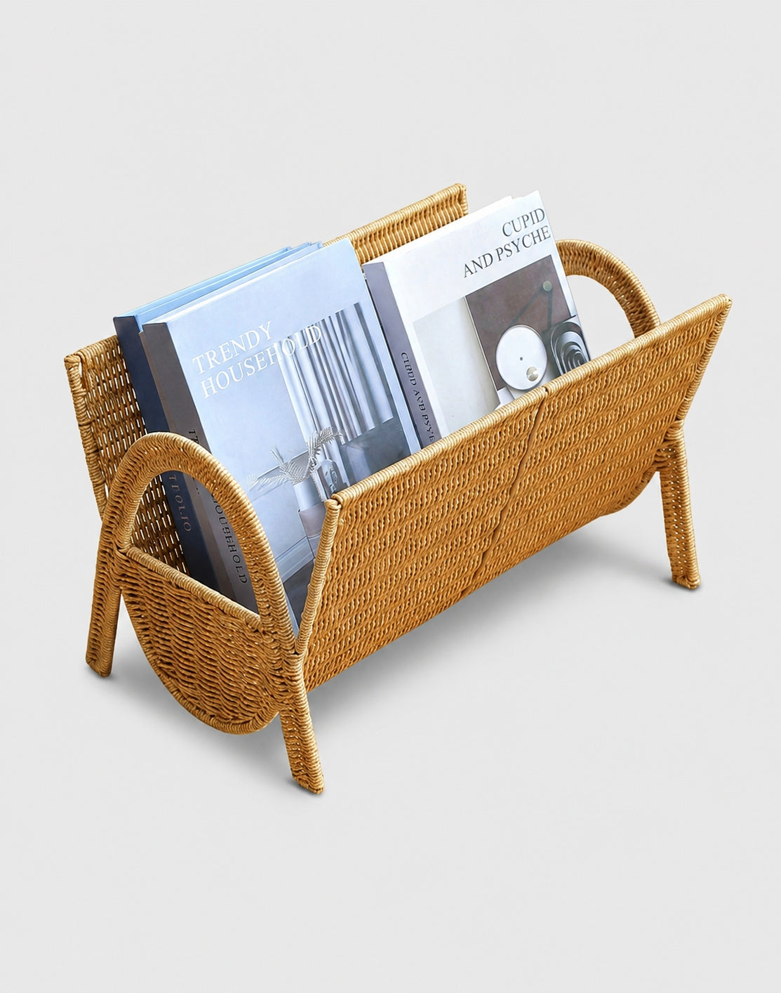 Handwoven rattan book holder texture and durable woven structure