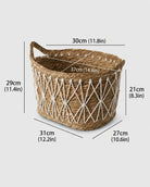 Large grass woven basket size measurement guide