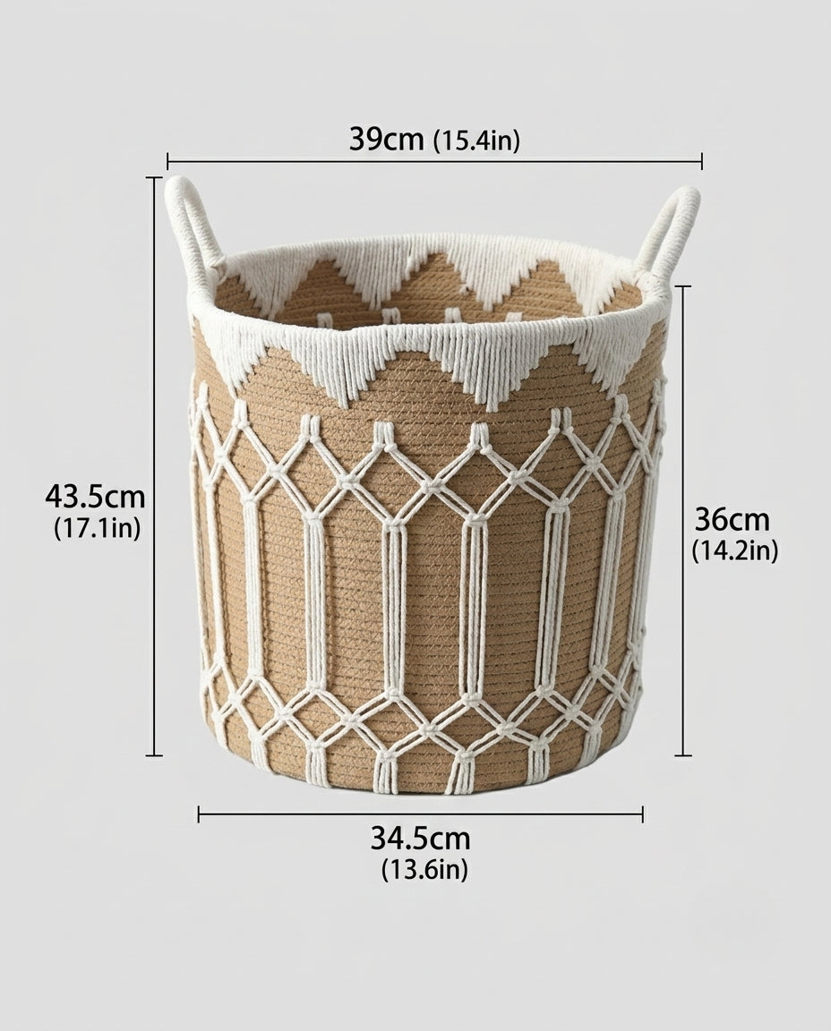 Large paper rope laundry basket for household clothes organization