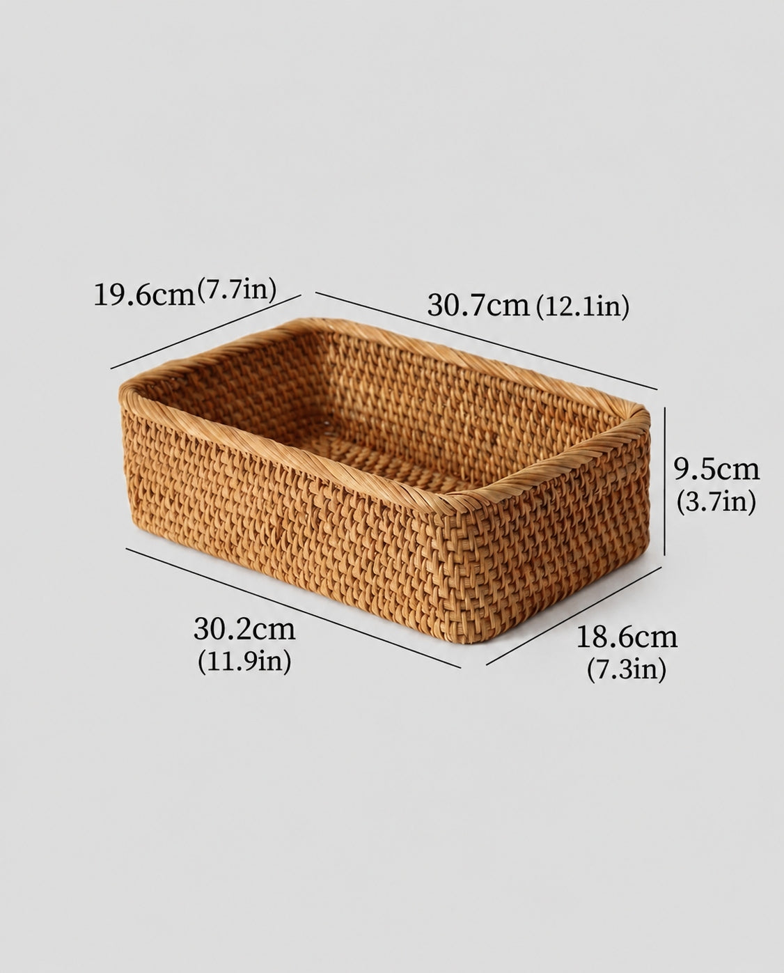Large rattan storage basket for home organization and vanity storage