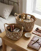 Grass woven basket used for living room organization