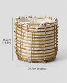 Medium faux rattan storage basket with fabric liner