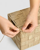 Handmade paper rope woven basket craftsmanship detail