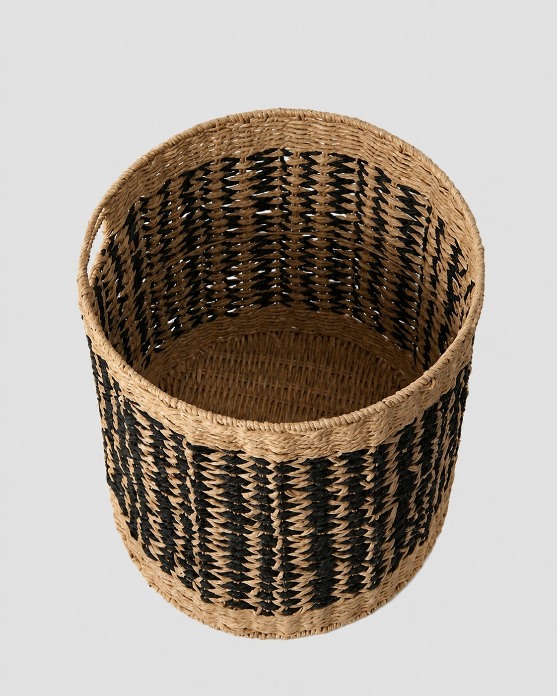 Interior view of paper rope storage basket for household items