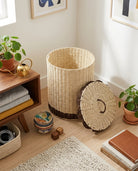 Paper rope laundry hamper used for bedroom clothes organization