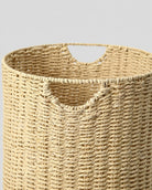 Paper rope laundry hamper with protective woven lid design