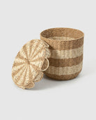 Open lid paper rope laundry basket showing storage capacity