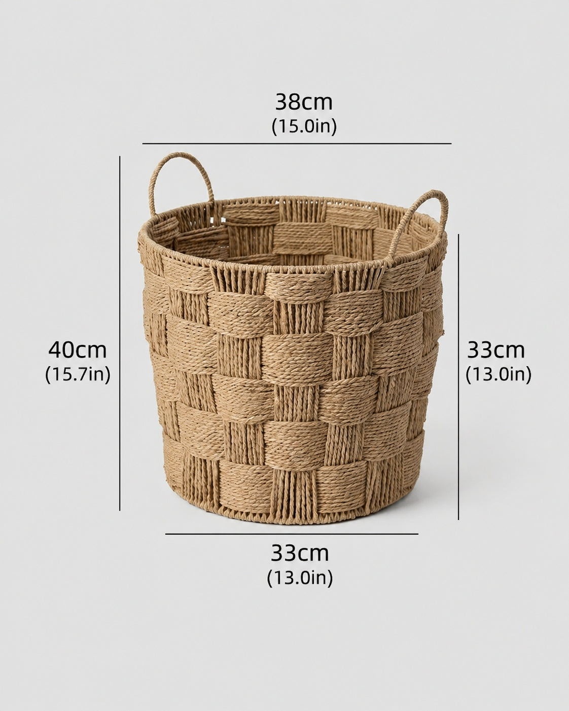 Medium handwoven paper rope laundry basket for home storage