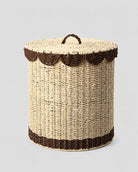 Handwoven paper rope laundry hamper with lid for clothes storage