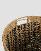 Close up view of vintage paper rope woven basket texture