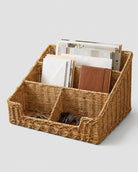Handmade rattan desk storage basket for books and home organization