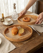 Handwoven rattan basket for bread snacks and dining table storage