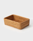 Handwoven rattan storage basket for makeup and jewelry organization