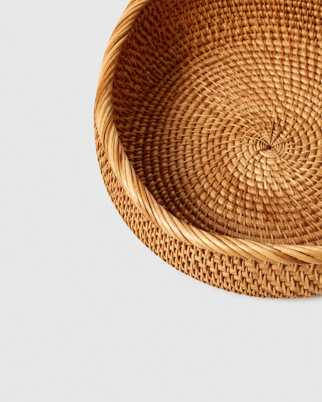 Close up view of handwoven rattan basket texture
