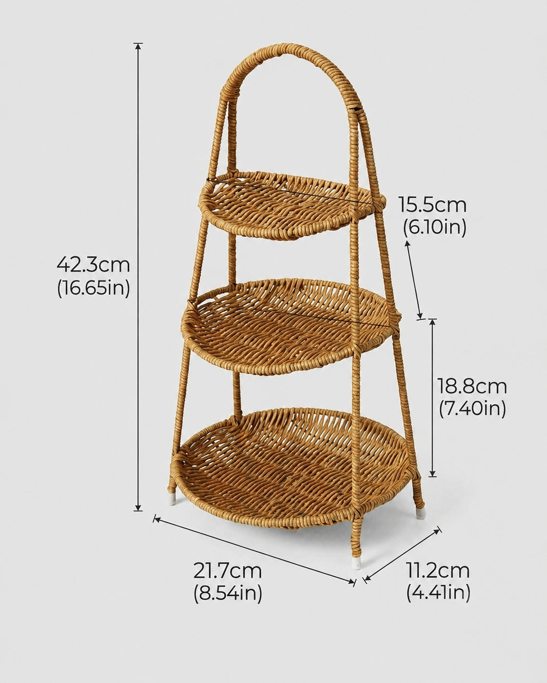 Large three tier fruit basket size for fruit storage